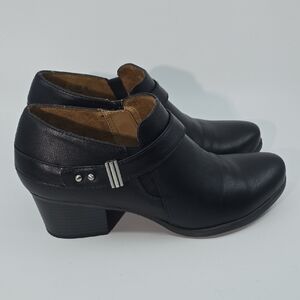 Natural Soul Black Leather Charlee Heeled Boots